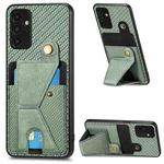 For Samsung Galaxy A13  5G Carbon Fiber Wallet Flip Card K-shaped Holder Phone Case(Green)