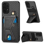 For Samsung Galaxy A13 4G Carbon Fiber Wallet Flip Card K-shaped Holder Phone Case(Black)