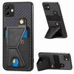 For Samsung Galaxy A04 4G Carbon Fiber Wallet Flip Card K-shaped Holder Phone Case(Black)