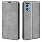 For Motorola Moto E22 / E22i Retro-skin  Magnetic Suction Leather Phone Case(Grey)