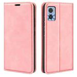For Motorola Moto E22 / E22i Retro-skin  Magnetic Suction Leather Phone Case(Pink)