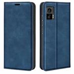 For Motorola Edge 30 Lite Retro-skin Magnetic Suction Leather Phone Case(Dark Blue)