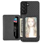 For Samsung Galaxy S21+ 5G Carbon Fiber Magnetic Card Wallet Bag Phone Case(Black)