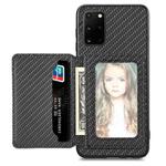 For Samsung Galaxy S20+ Carbon Fiber Magnetic Card Wallet Bag Phone Case(Black)