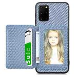 For Samsung Galaxy S20 Ultra Carbon Fiber Magnetic Card Wallet Bag Phone Case(Blue)