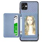 For Samsung Galaxy A04 4G Carbon Fiber Magnetic Card Wallet Bag Phone Case(Blue)