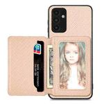 For Samsung Galaxy A13 5G Carbon Fiber Magnetic Card Wallet Bag Phone Case(Khaki)