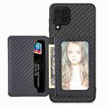 For Samsung Galaxy A22 4G Carbon Fiber Magnetic Card Wallet Bag Phone Case(Black)