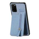 For Samsung Galaxy S20+ Carbon Fiber Vertical Flip Zipper Wallet Phone Case(Blue)