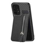 For Samsung Galaxy A13 4G Carbon Fiber Vertical Flip Zipper Wallet Phone Case(Black)