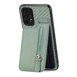 For Samsung Galaxy A13 4G Carbon Fiber Vertical Flip Zipper Wallet Phone Case(Green)