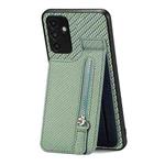For Samsung Galaxy A13 5G Carbon Fiber Vertical Flip Zipper Wallet Phone Case(Green)