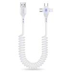 ENKAY Hat-Prince 3 in 1 6A USB to 8 Pin+Type-C+Micro USB Supper Fast Charge Spring Cable, Length: 1.8m(White)
