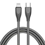 ENKAY ENK-CB128 PD 27W Type-C to 8 Pin Carbon Steel Hose Spring Fast Charging Data Cable, Length:2m(Black)