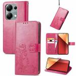 ForXiaomi Redmi  Note 13 Pro 4G Four-leaf Clasp Embossed Leather Phone Case(Magenta)