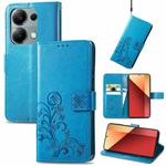 ForXiaomi Redmi  Note 13 Pro 4G Four-leaf Clasp Embossed Leather Phone Case(Blue)
