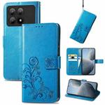 For Xiaomi Redmi K70E Four-leaf Clasp Embossed Leather Phone Case(Blue)