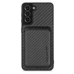 For Samsung Galaxy S21 5G Carbon Fiber Leather Card Magsafe Magnetic Phone Case(Black)