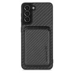 For Samsung Galaxy S21+ 5G Carbon Fiber Leather Card Magsafe Magnetic Phone Case(Black)