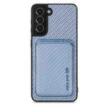 For Samsung Galaxy S21+ 5G Carbon Fiber Leather Card Magsafe Magnetic Phone Case(Blue)