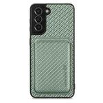 For Samsung Galaxy S21+ 5G Carbon Fiber Leather Card Magsafe Magnetic Phone Case(Green)
