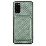 For Samsung Galaxy S20 Carbon Fiber Leather Card Magsafe Magnetic Phone Case(Green)