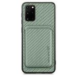For Samsung Galaxy S20+ Carbon Fiber Leather Card Magsafe Magnetic Phone Case(Green)