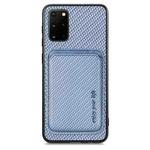 For Samsung Galaxy S20 Ultra Carbon Fiber Leather Card Magsafe Magnetic Phone Case(Blue)