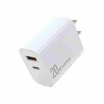 NORTHJO NOPD2002 PD20W USB-C/Type-C + QC 3.0 USB Dual Ports Fast Charger, US Plug(White)