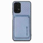 For Samsung Galaxy A13 4G Carbon Fiber Leather Card Magsafe Magnetic Phone Case(Blue)