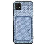 For Samsung Galaxy A22 5G Carbon Fiber Leather Card Magsafe Magnetic Phone Case(Blue)