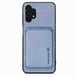 For Samsung Galaxy A32 5G Carbon Fiber Leather Card Magsafe Magnetic Phone Case(Blue)