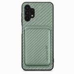 For Samsung Galaxy A32 5G Carbon Fiber Leather Card Magsafe Magnetic Phone Case(Green)