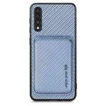 For Samsung Galaxy A50 Carbon Fiber Leather Card Magsafe Magnetic Phone Case(Blue)