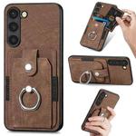 For Samsung Galaxy S23 Ultra 5G Retro Skin-feel Ring Card Wallet Phone Case(Brown)