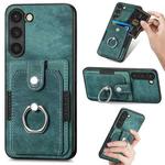 For Samsung Galaxy S22 5G Retro Skin-feel Ring Card Wallet Phone Case(Green)