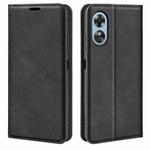 For OPPO A17 Retro-skin Magnetic Suction Leather Phone Case(Black)