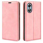 For OPPO A17 Retro-skin Magnetic Suction Leather Phone Case(Pink)