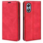 For OPPO A17 Retro-skin Magnetic Suction Leather Phone Case(Red)