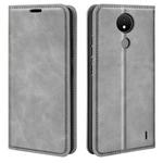 For Nokia C21 Retro-skin Magnetic Suction Leather Phone Case(Grey)