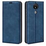 For Nokia C21 Retro-skin Magnetic Suction Leather Phone Case(Dark Blue)