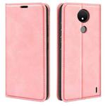 For Nokia C21 Retro-skin Magnetic Suction Leather Phone Case(Pink)