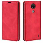 For Nokia C21 Retro-skin Magnetic Suction Leather Phone Case(Red)