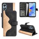 For OPPO A17 Stitching Horizontal Flip Leather Phone Case(Black)
