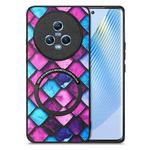 For Honor Magic5 Colored Drawing Leather Skin Magnetic Back Cover Phone Case(Purple Scales)