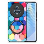 For Honor Magic5 Colored Drawing Leather Skin Magnetic Back Cover Phone Case(Colorful Cube)
