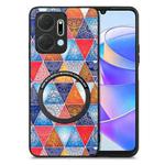 For Honor X7A Colored Drawing Leather Skin Magnetic Back Cover Phone Case(Rhombus Mandala)