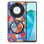 For Honor X9A Colored Drawing Leather Skin Magnetic Back Cover Phone Case(Rhombus Mandala)