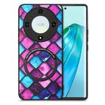 For Honor X9A Colored Drawing Leather Skin Magnetic Back Cover Phone Case(Purple Scales)