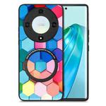 For Honor X9A Colored Drawing Leather Skin Magnetic Back Cover Phone Case(Colorful Cube)